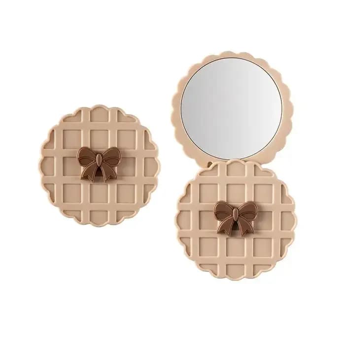 Miroir de maquillage Double face coulissant en forme de gaufre