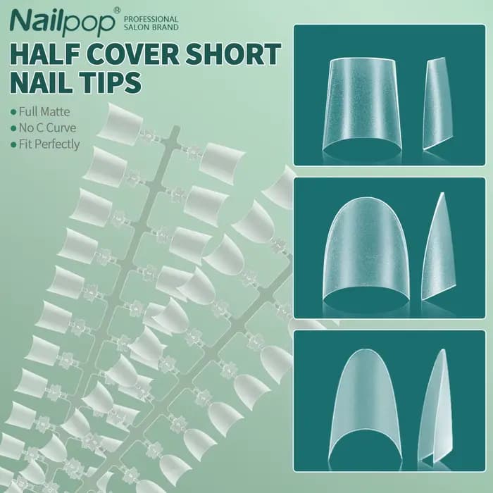 Faux ongles courts demi-couverture, 150 pièces, mat, 12 tailles, sans courbe C, pour Extension d'ong