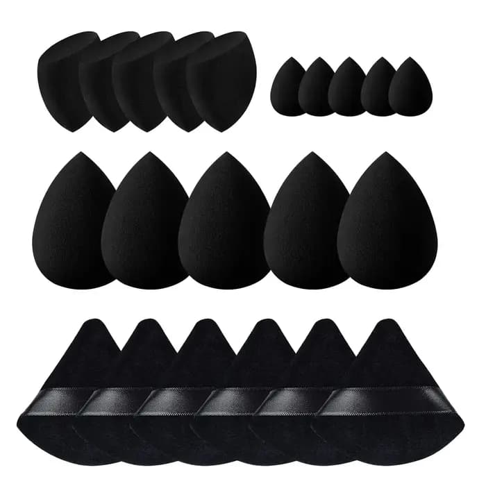 Lot de 21 éponges de maquillage noires