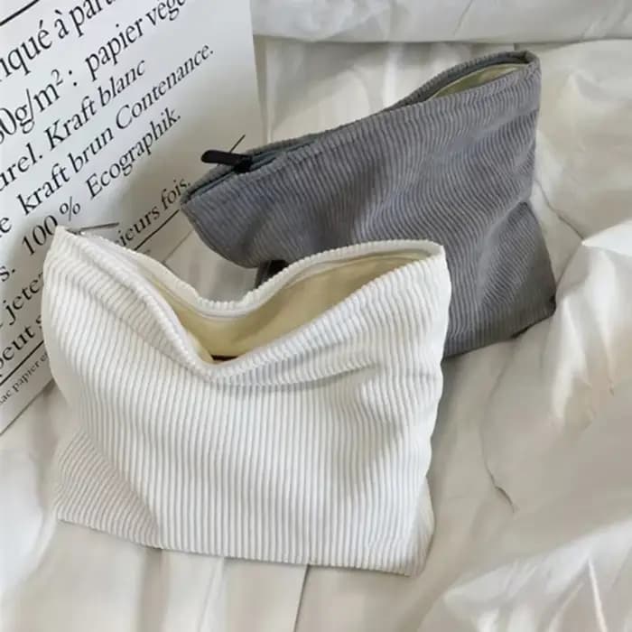 Sac à cosmétiques de voyage en velours côtelé