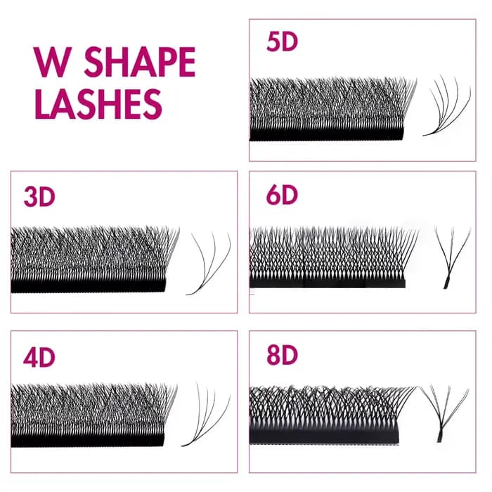 FADVAN 3D/4D/5D/6D/7D/8D Extension de cils en forme de W C D Curl cils de vison naturel préfabriqués