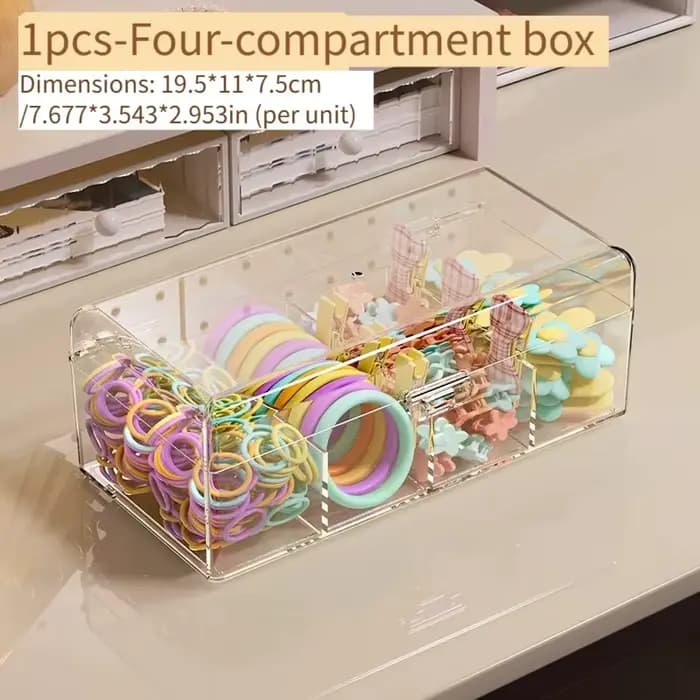 Boîte de rangement en acrylique pour accessoires de cheveux, organiseur transparent pour élastiques