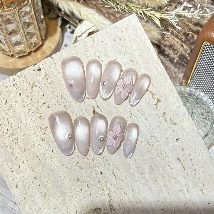 10 pièces doux mignon à la main presse sur ongles fleur papillon faux ongles brillant diamant faux o