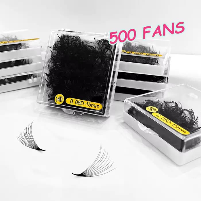 ABONNIE 500 ventilateurs Extensions de cils en éventail en vrac 6D-20D 8-18mm Base pointue préfabriquée tige moyenne