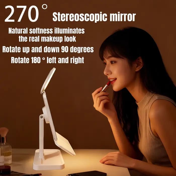 Miroir de maquillage triple pliable