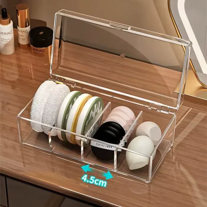 Boîte de rangement pour pinceaux de maquillage en acrylique transparent avec couvercle