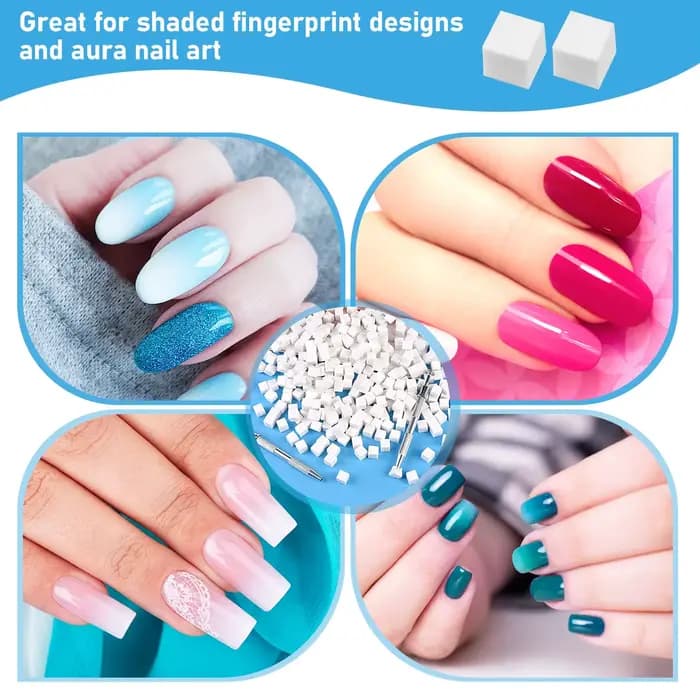 Éponges à Ongles Souples de 1cm pour Ombre N64.Brosse avec 2 Stylos de Grattage, Dégradé et Manucure