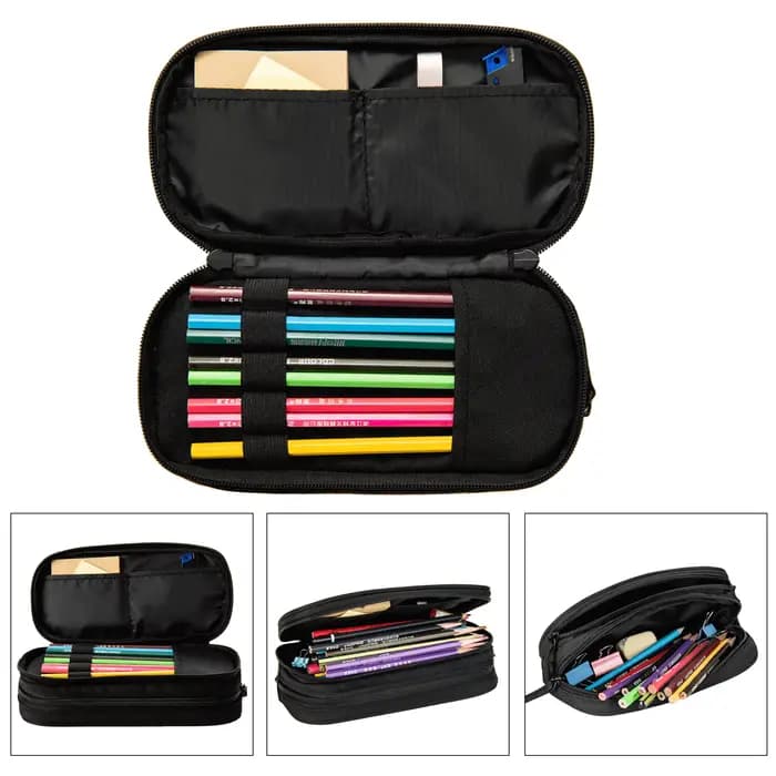 Trousse à crayons à double compartiment pour étudiants