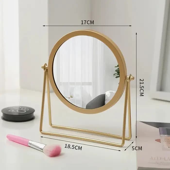 Miroir de maquillage de luxe rétro européen en métal doré