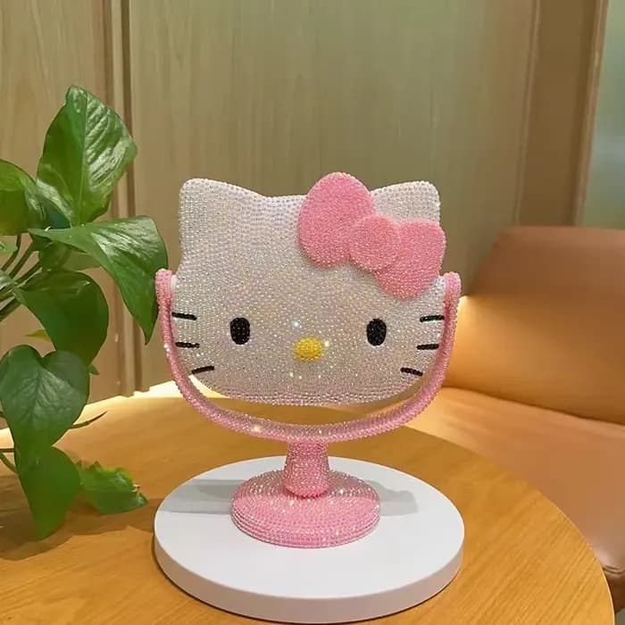 Miroir de maquillage rotatif de bureau KT à paillettes à imprimé léopard, kit de bricolage, cadeau fait main