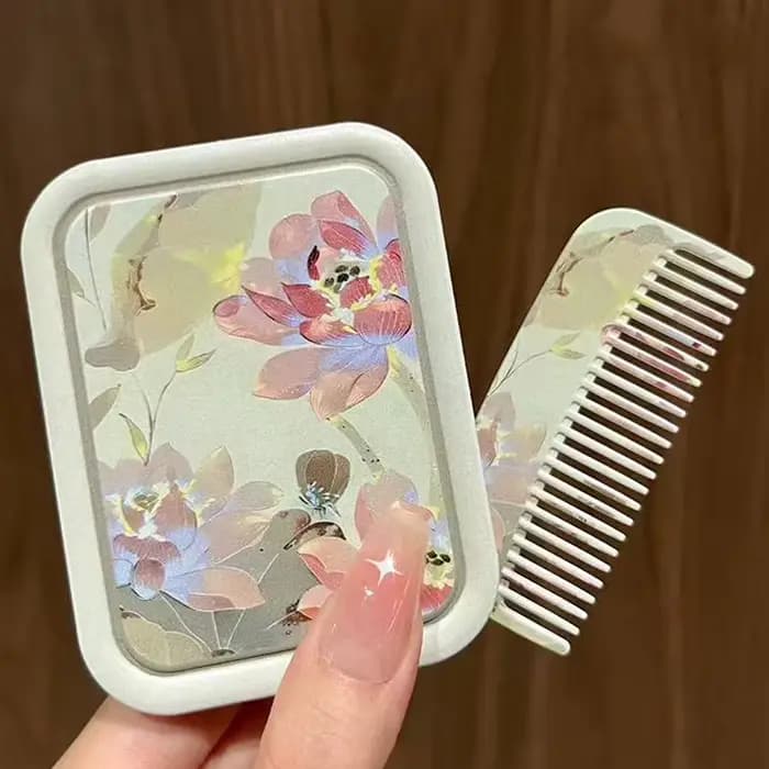 Miroir de maquillage pliant à rabat Lotus