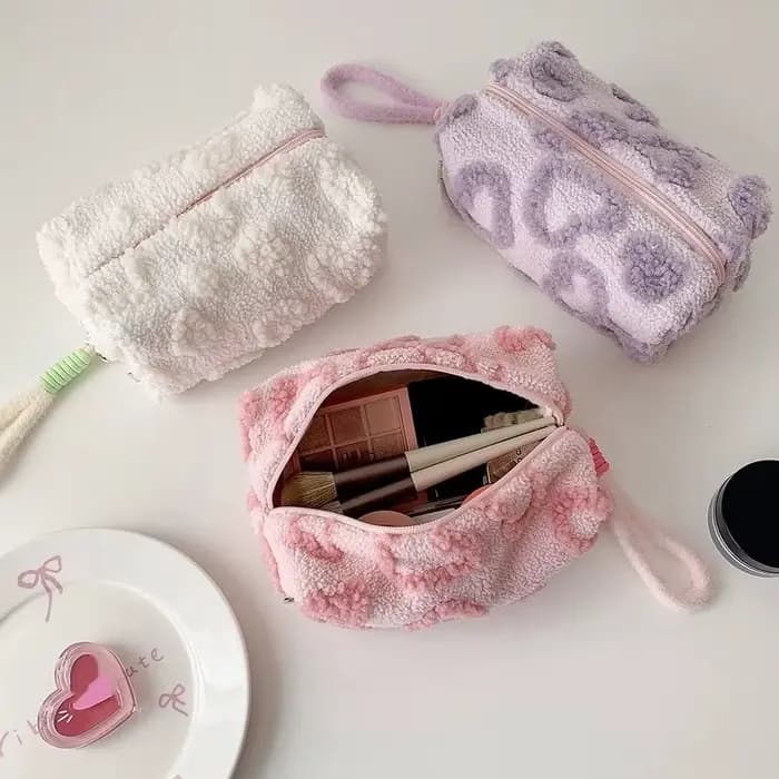 Sac à stylos sac de papeterie léopard avec lanière coeur d'amour trousse à crayons
