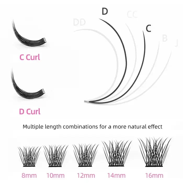 10 étuis/lot YUANZHIJIE grappes de cils sans nœuds 100% cils Anime touffetés à la main Premium Mater