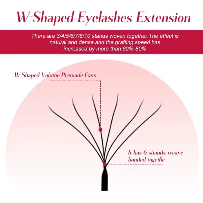 FADVAN 3D/4D/5D/6D/7D/8D Extension de cils en forme de W C D Curl cils de vison naturel préfabriqués