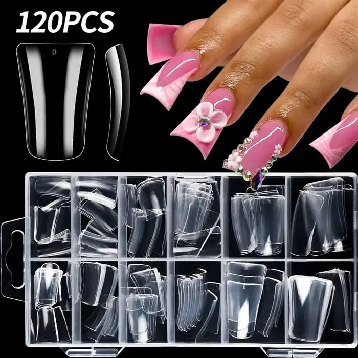 Faux ongles en bec de canard transparent, couverture complète, 12 tailles, Extension d'ongles à pres