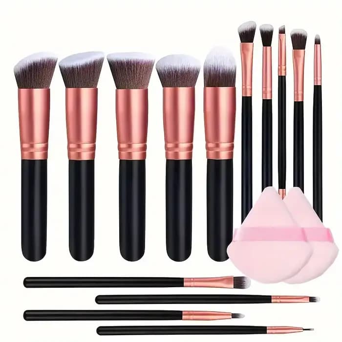 Ensemble de 14 pinceaux de maquillage professionnels pour fond de teint, fard à paupières, anticerne