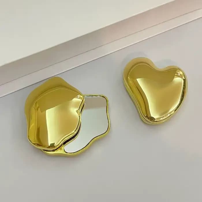 Miroir de maquillage double face en forme de cœur Z. Mignon petit