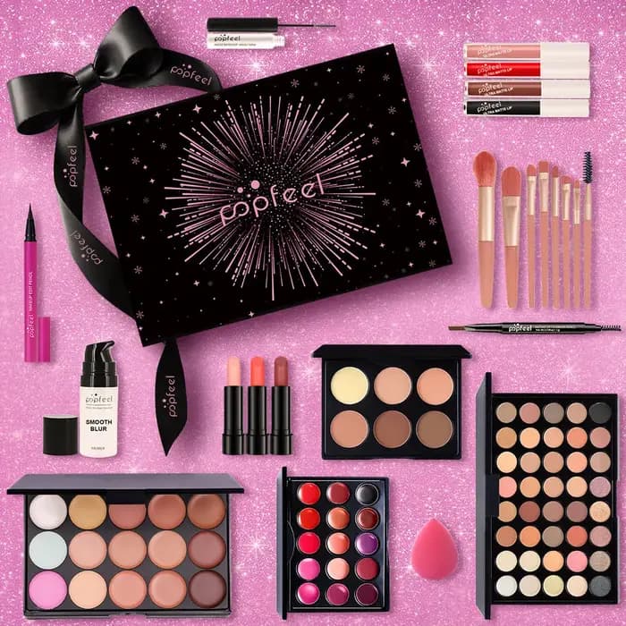 Kit de maquillage coffret cadeau beauté fard à paupières Palette Eyeliner rouge à lèvres Mascara brosse