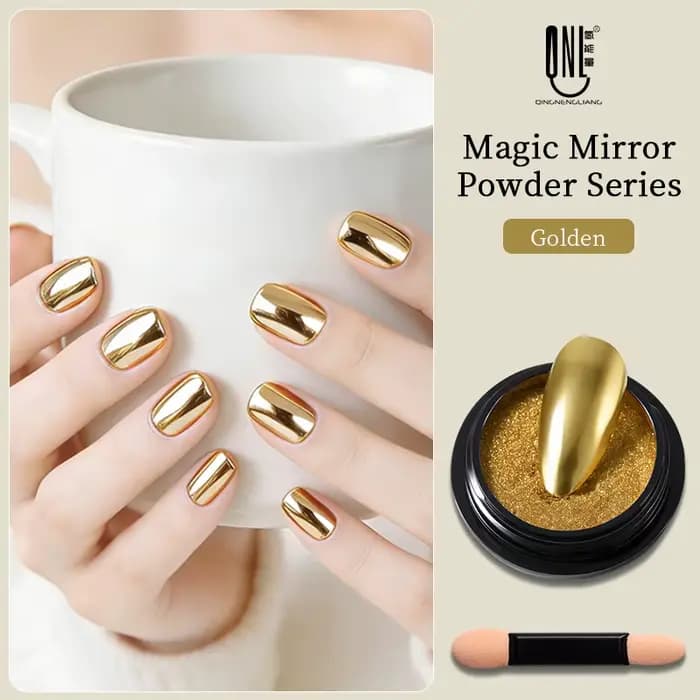 Poudre magique pour ongles en 3 couleurs, or métallique, argent, chrome, poudre pour ongles à effet