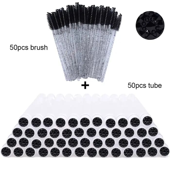 Tubes de brosse à cils avec baguettes de Mascara en cristal, peigne à sourcils, conteneur de bobines