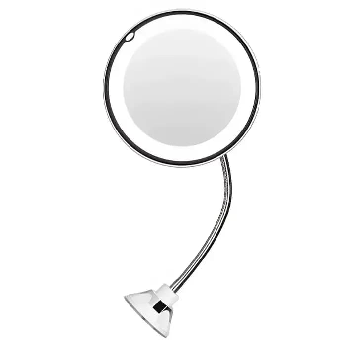Miroir de maquillage LED avec loupe 10X et col de cygne flexible – Ventouse