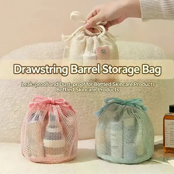 Trousse de toilette de voyage - Sac de rangement respirant en tissu maillé de grande capacité pour articles divers