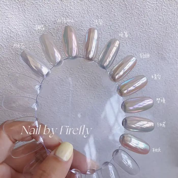 Poudre pour ongles miroir au clair de lune, blanc perle, paillettes, aurore, Pigment brillant, pouss