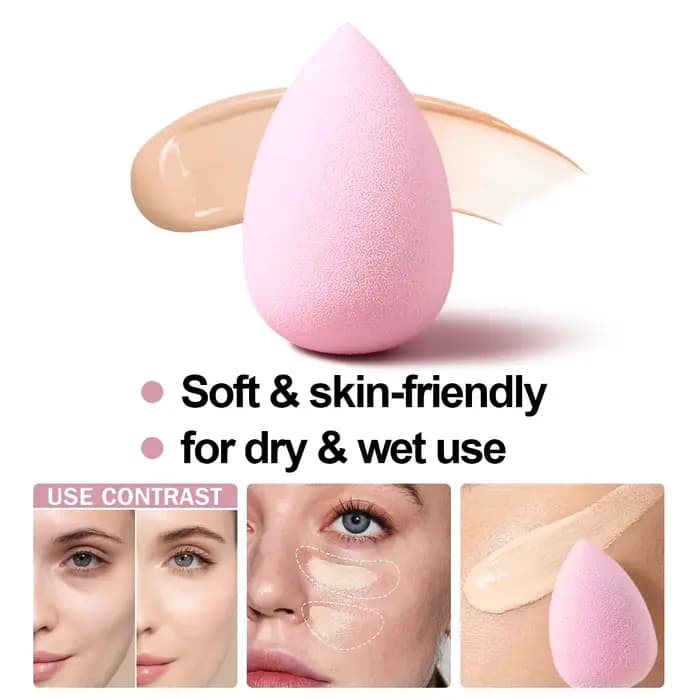 26 mini éponges de maquillage roses avec boîte de rangement
