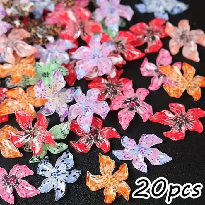 Décoration d'ongles mixte de fleurs hawaïennes