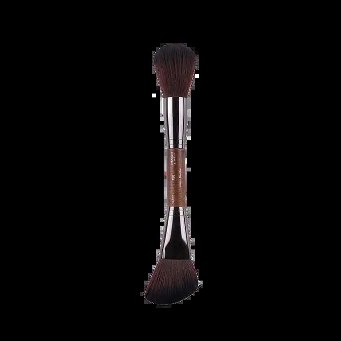 MUF série pinceau de maquillage MUF158 Double tête brosse en fibres douces poils marron poignée