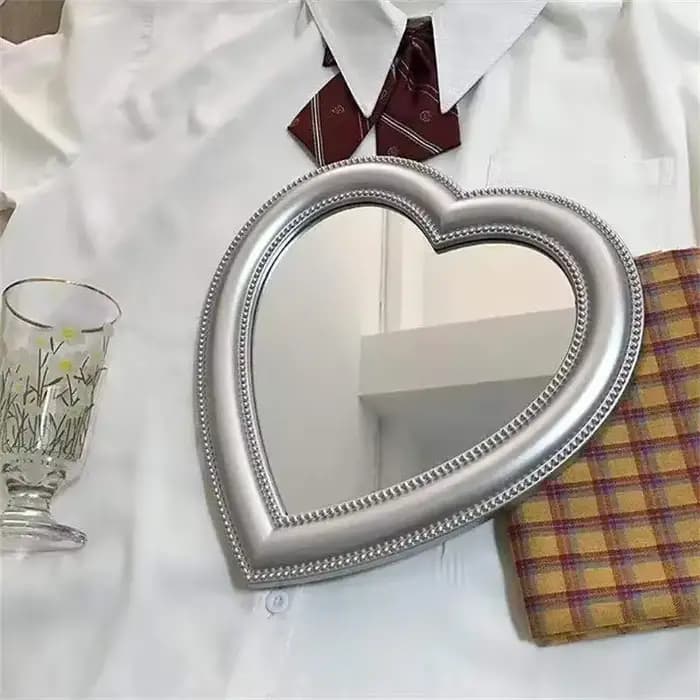 Miroir d'amour miroir de maquillage de table double miroir de dressing suspendu au mur coeur mignon livraison directe
