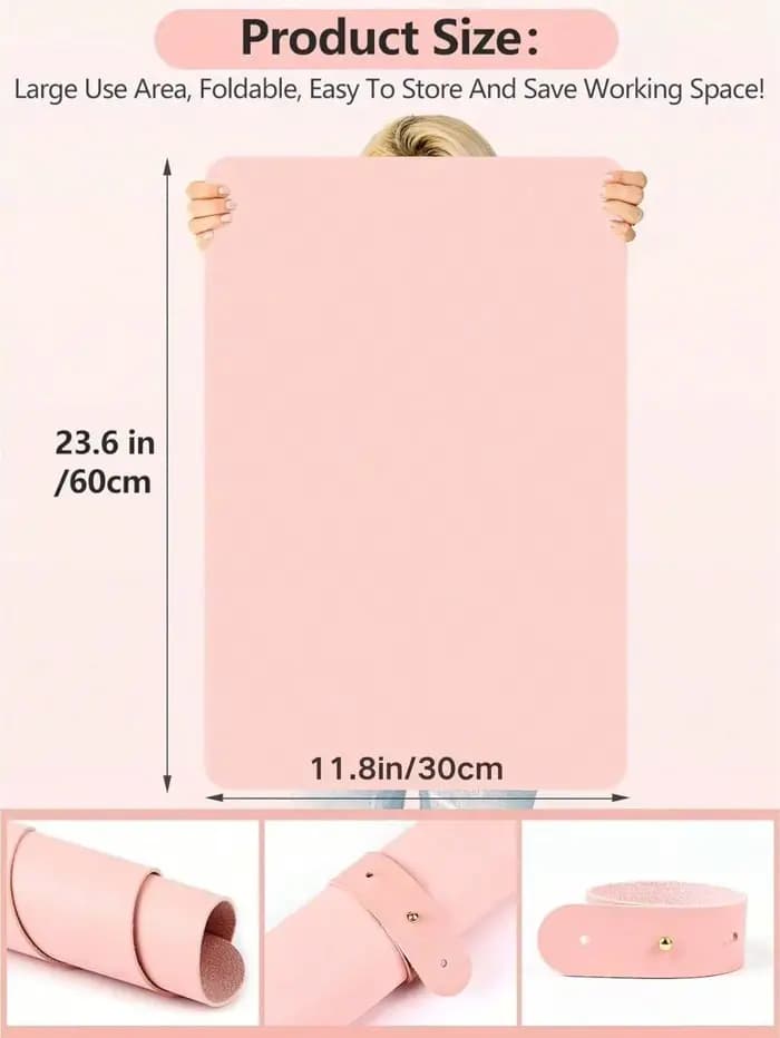 Polymères de table rose pour nail art, 1/2 pièces, portable, pliable, pour accoudoir, en cuir microc