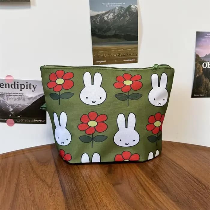 Sac de maquillage imprimé Miffy Kawaii, sac à trois pièces, sac de rangement multifonctionnel, trousse de toilette portable, cadeau pour fille