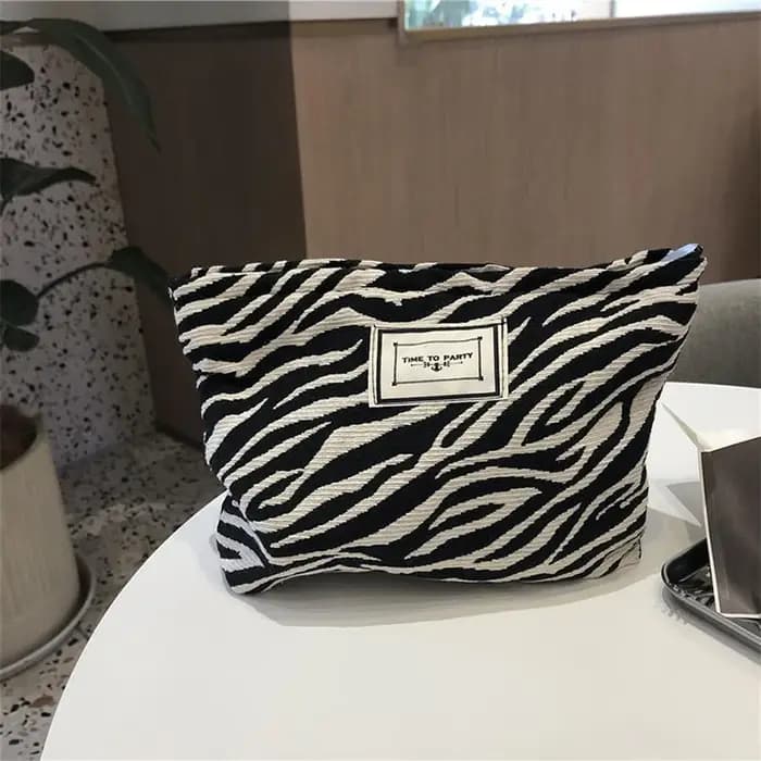 Sac à main femme imprimé léopard sac de maquillage toile fermeture éclair imperméable sac