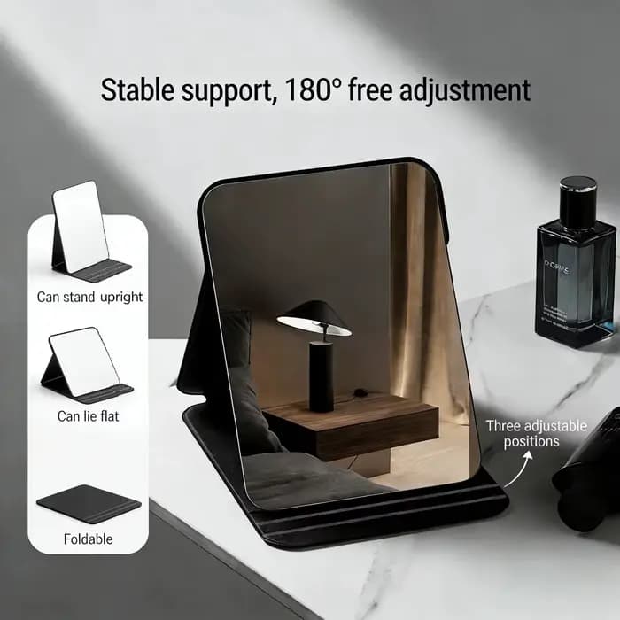 Miroir de maquillage portable pliable | Compact et adapté aux voyages | Convient aux étudiants
