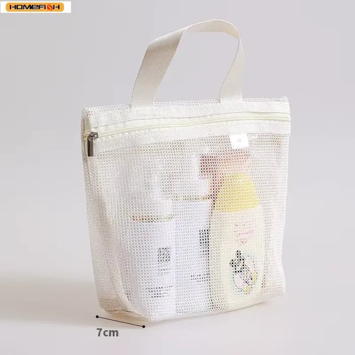 Sac de rangement en maille pour articles de toilette, organisateur de douche suspendu portable, poch