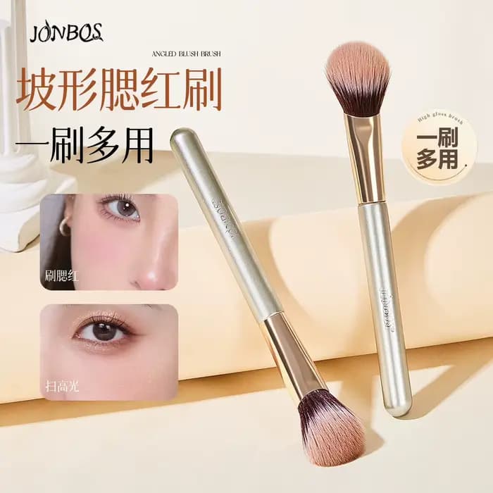 Pinceau à blush angulaire JONBOS : Pinceau de maquillage multifonctionnel pour estomper, contourner et illuminer