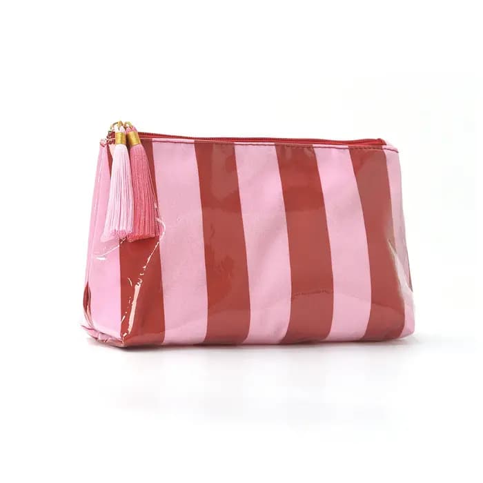 Trousse de Toilette Rayée Grande Capacité pour Femme