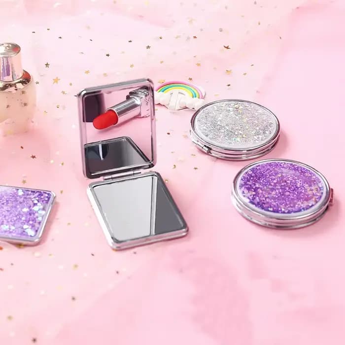 Miroir compact à paillettes liquides