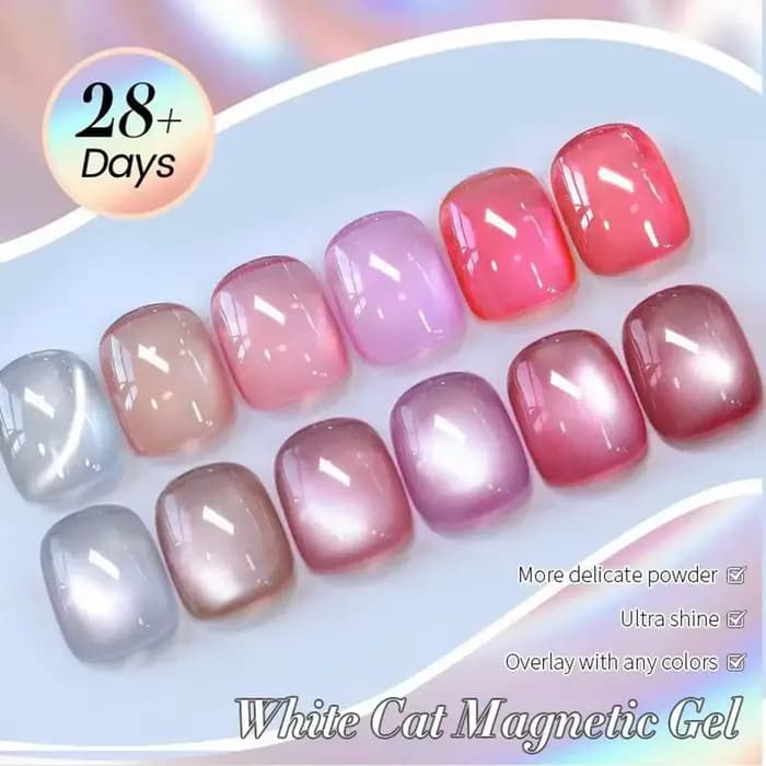 1-9 pièces TC Flow Light Vernis à ongles gel effet œil de chat blanc ultra brillant, gel UV à retire