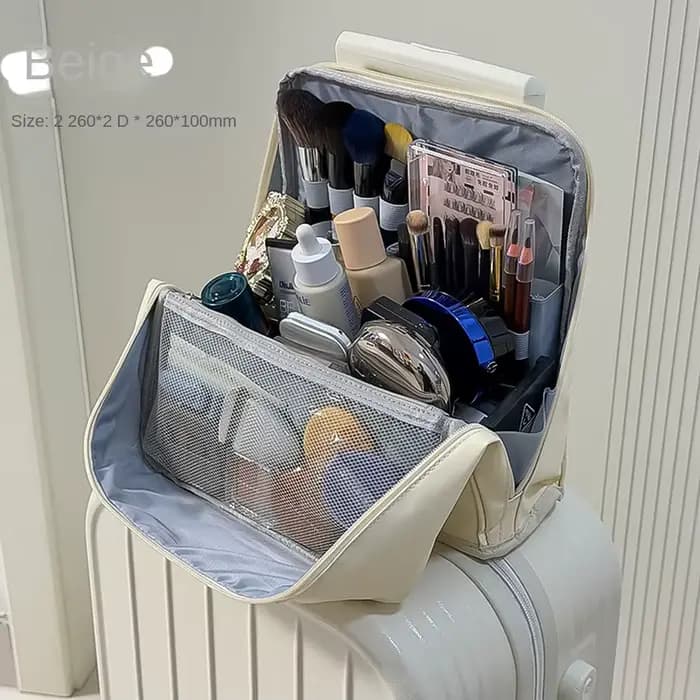 Trousse de maquillage verticale multi-couches élégante et de grande capacité