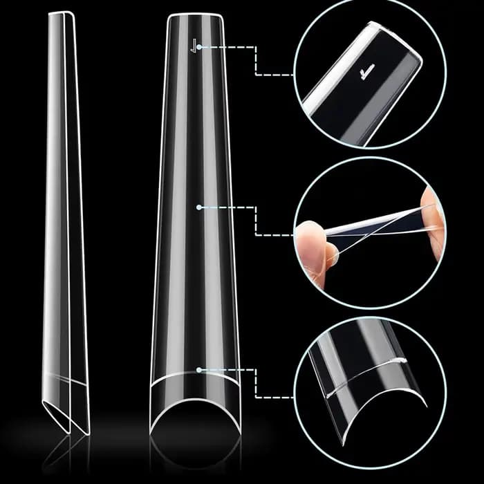120 pièces longs clair cercueil ongles conseils courbe Extra longue demi couverture cercueil ongles