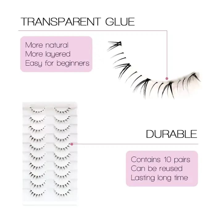 VIPUDA cils inférieurs 5/10 paires yeux coréens naturels Manga cils inférieurs grappe bande transpar