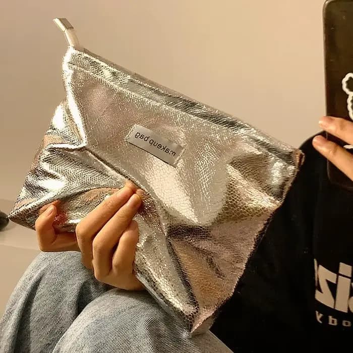 Sac de rangement Portable à paillettes pour produits de toilette et de soins de la peau