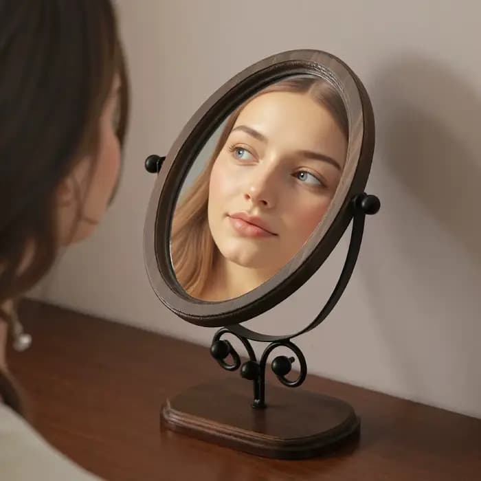 Miroir de maquillage rétro de luxe léger