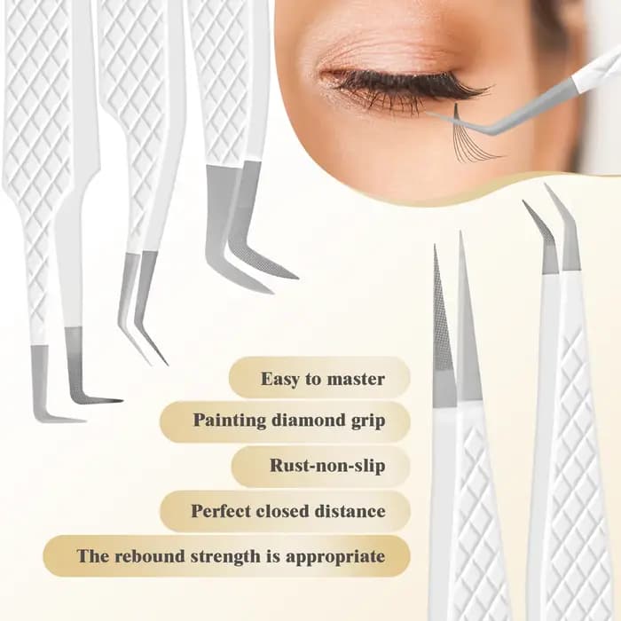 Pincettes pour Extensions de cils, avec pointes en fibres, pour artistes de cils, haute précision, a