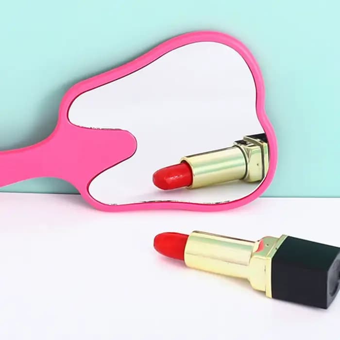 Miroir de maquillage haute définition en forme de dent avec poignée