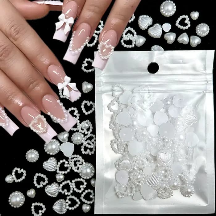Breloques rondes minimalistes pour ongles, couleur unie, tournesol, perles artificielles réalistes,