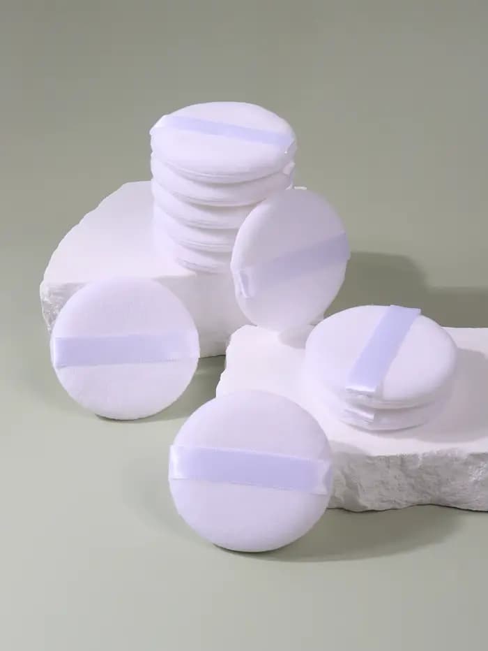 Bouffée de poudre ronde blanche de haute qualité, Portable et pratique, pour Base et fixation du maq