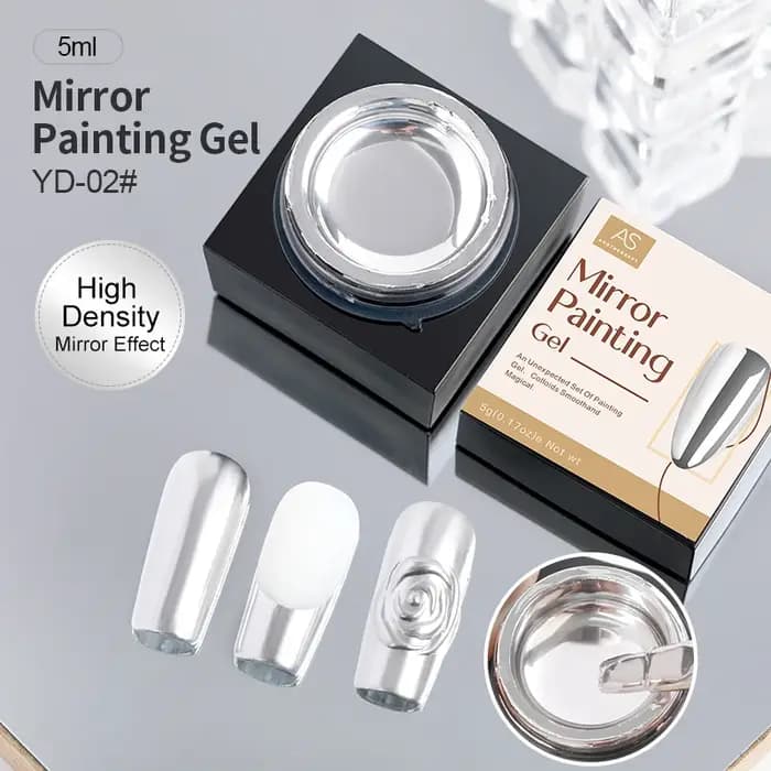 AS 5ml argent métallique peinture Liner Gel vernis Super brillant miroir Gel